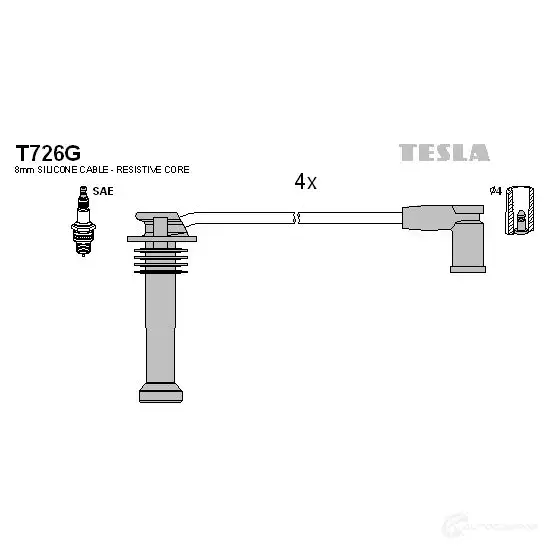 Высоковольтные провода зажигания, комплект TESLA 2695839 t726g 8595141002133 RJ TW9S изображение 0
