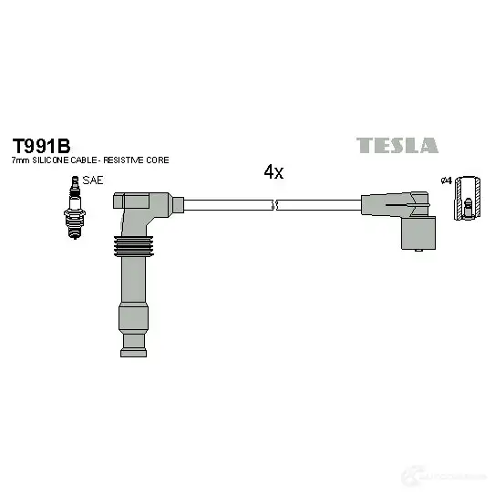 Высоковольтные провода зажигания, комплект TESLA t991b ZP7 FLIV 8595141015539 2696042 изображение 0