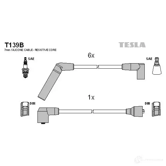 Высоковольтные провода зажигания, комплект TESLA 8595141021738 2YK5 TE 2695414 t139b изображение 0