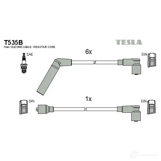 Высоковольтные провода зажигания, комплект TESLA t535b 8595141016710 TEW AAA 2695694 изображение 0
