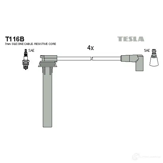 Высоковольтные провода зажигания, комплект TESLA t116b 5 5VE3O 2695397 8595141021615 изображение 0