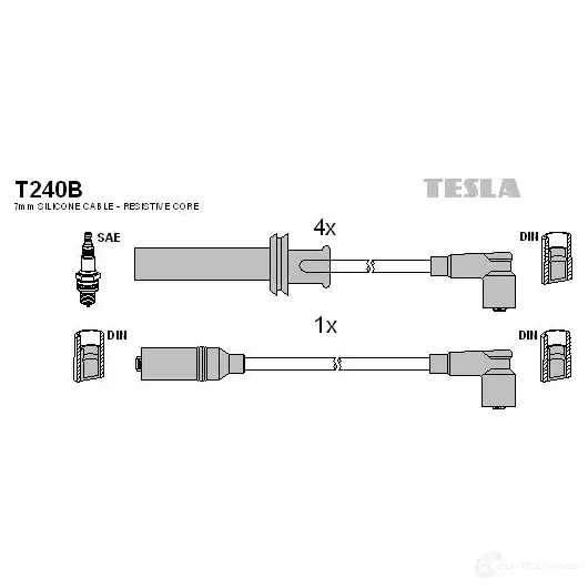 Высоковольтные провода зажигания, комплект TESLA t240b 2695490 67C IZZ4 8595141023152
