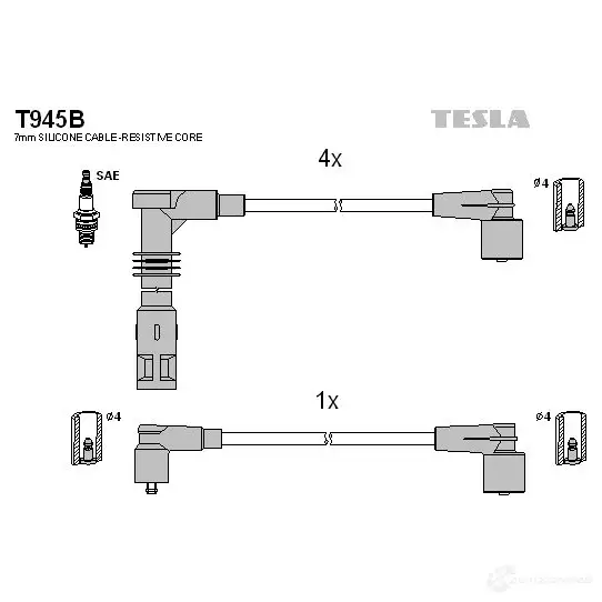 Высоковольтные провода зажигания, комплект TESLA 2696004 8595141035735 4MV9 WC t945b