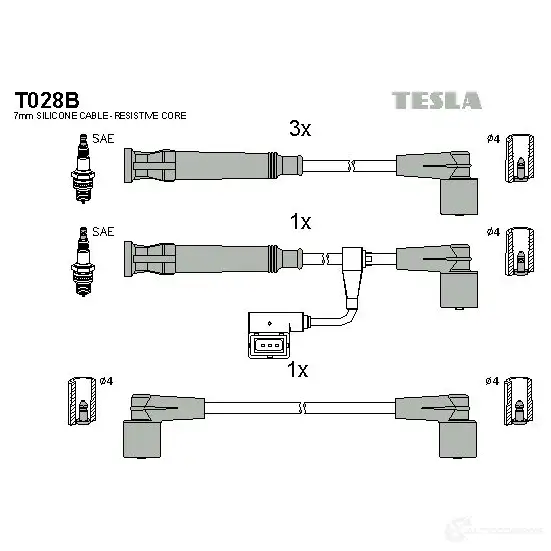 Высоковольтные провода зажигания, комплект TESLA t028b 2695316 8595141020762 XDCDKI D изображение 0