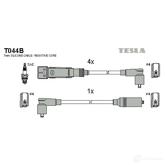Высоковольтные провода зажигания, комплект TESLA 2695332 GX2 VEY t044b 8595141020922