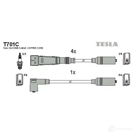 Высоковольтные провода зажигания, комплект TESLA 4UTF2 T t701c 8595141007275 2695817 изображение 0