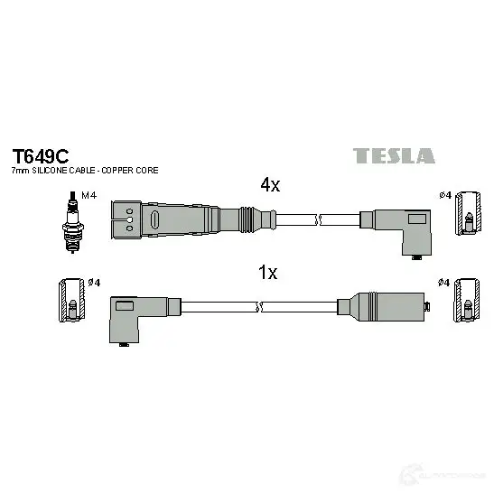 Высоковольтные провода зажигания, комплект TESLA t649c 2695793 BGC0FK O 8595141007558