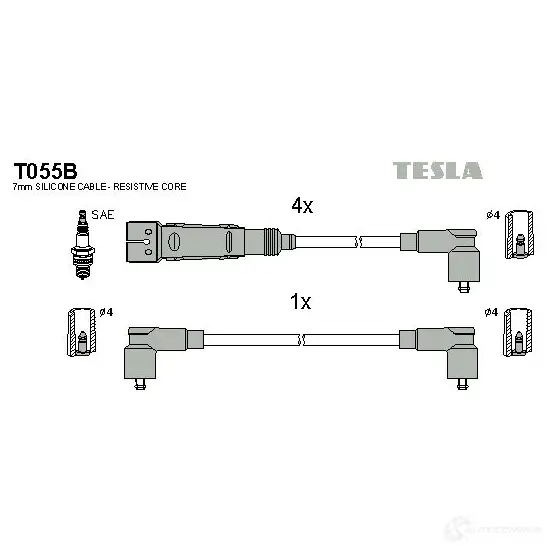 Высоковольтные провода зажигания, комплект TESLA 8595141021035 t055b 2695341 OXM OH изображение 0