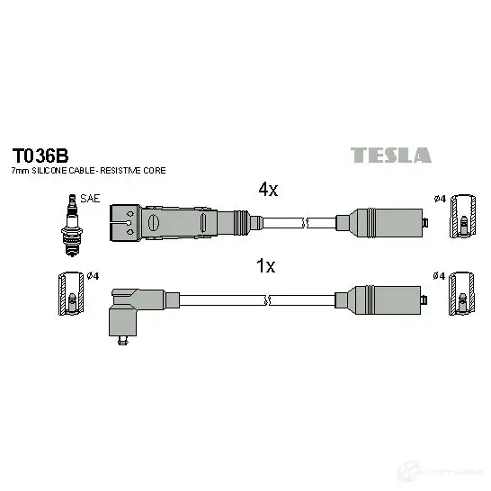 Высоковольтные провода зажигания, комплект TESLA t036b GSG5J 4B 8595141020847 2695324 изображение 0