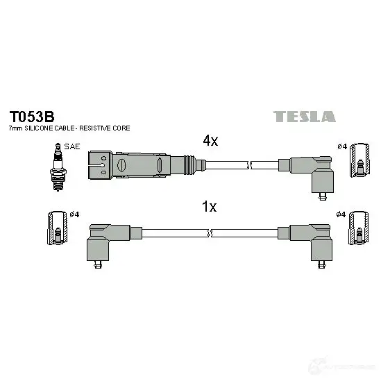 Высоковольтные провода зажигания, комплект TESLA WKM HEDX t053b 8595141021011 2695339 изображение 0