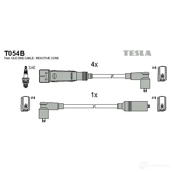 Высоковольтные провода зажигания, комплект TESLA t054b UVCW N 8595141021028 2695340 изображение 0