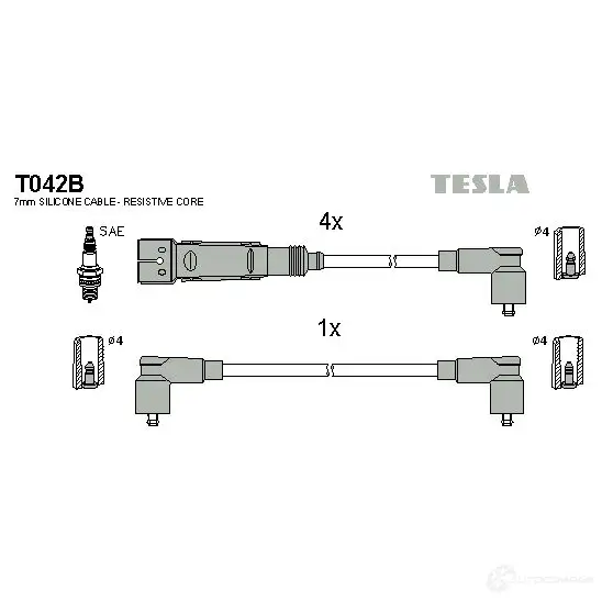 Высоковольтные провода зажигания, комплект TESLA 8595141020908 t042b 2695330 H8D LOAA изображение 0