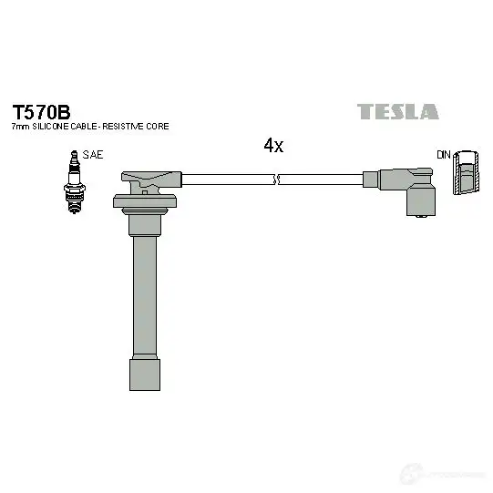 Высоковольтные провода зажигания, комплект TESLA t570b 8595141017410 2695728 EYPD GUV изображение 0