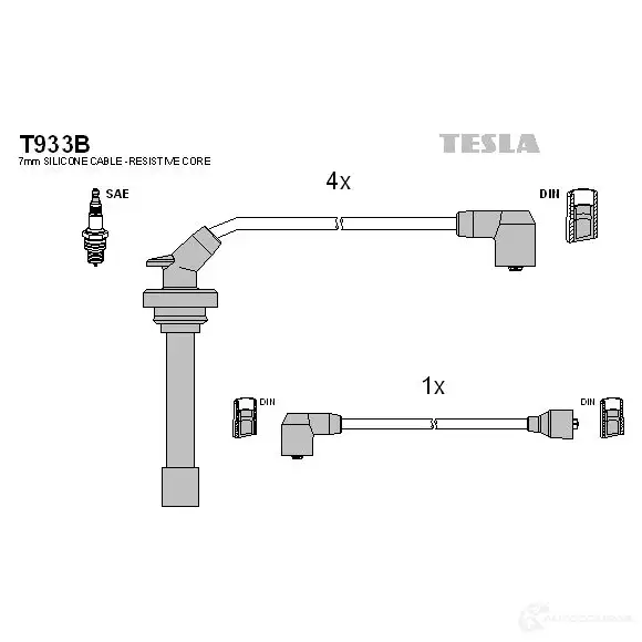 Высоковольтные провода зажигания, комплект TESLA t933b 8595141014372 YCHDO X 2695995 изображение 0