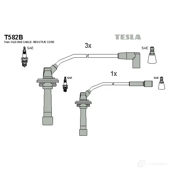 Высоковольтные провода зажигания, комплект TESLA VYR 0F 8595141017656 2695739 t582b изображение 0
