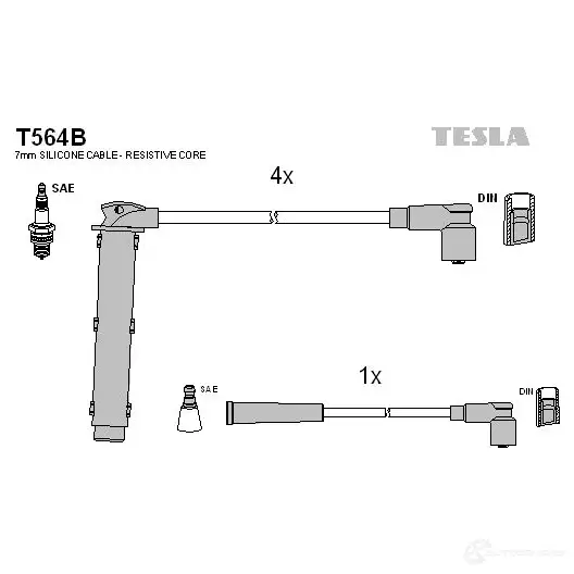 Высоковольтные провода зажигания, комплект TESLA Z 4ZHZ4T 2695722 8595141017298 t564b изображение 0