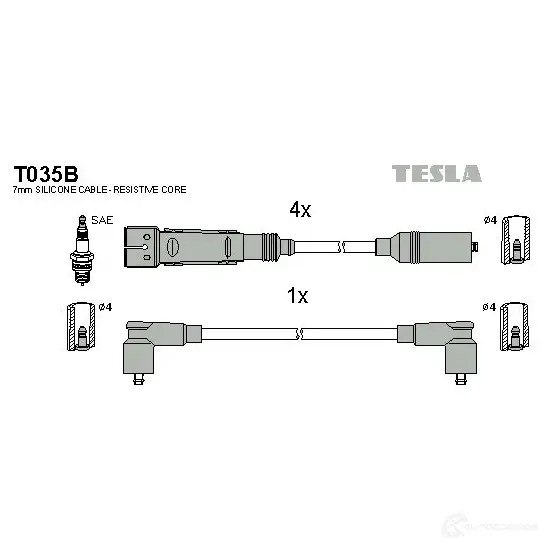 Высоковольтные провода зажигания, комплект TESLA 6FS SHJ 8595141020830 t035b 2695323 изображение 0