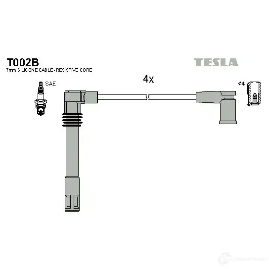 Высоковольтные провода зажигания, комплект TESLA t002b E38 KFO 8595141020502 2695291 изображение 0