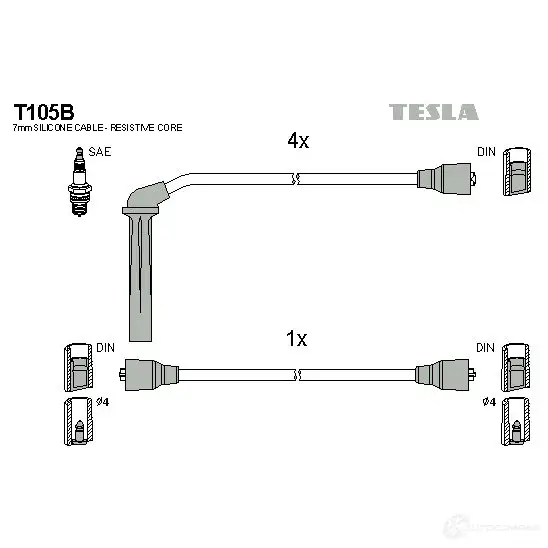 Высоковольтные провода зажигания, комплект TESLA 8595141021530 2695387 VR ELV4I t105b изображение 0