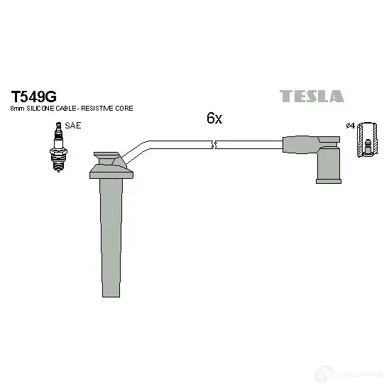 Высоковольтные провода зажигания, комплект TESLA t549g AAQ W5BU 2695707 8595141016994