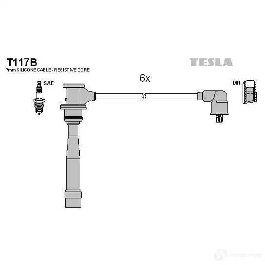 Высоковольтные провода зажигания, комплект TESLA 5L9T 8T t117b 2695398 8595141021622 изображение 0