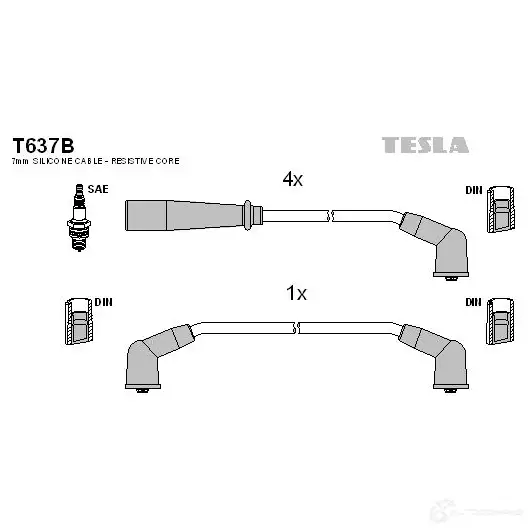 Высоковольтные провода зажигания, комплект TESLA 2695783 8595141023046 t637b 7 2WDCJ