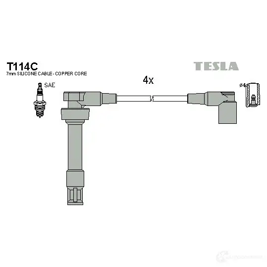 Высоковольтные провода зажигания, комплект TESLA 2695396 8595141021592 FTQJ 2V t114c