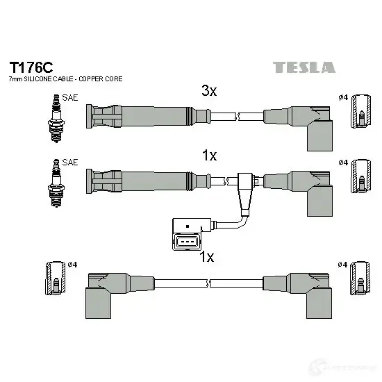 Высоковольтные провода зажигания, комплект TESLA t176c 8595141021875 2695441 NZ VZI изображение 0