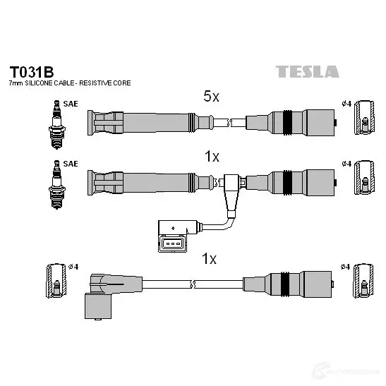Высоковольтные провода зажигания, комплект TESLA 8595141020793 SSQ4 HR t031b 2695319