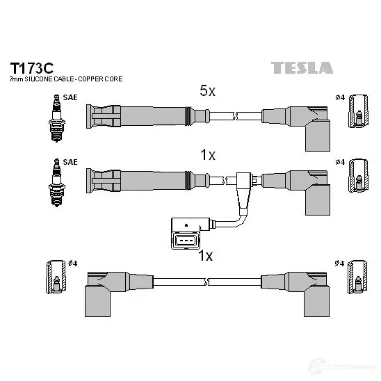 Высоковольтные провода зажигания, комплект TESLA t173c 2695438 8595141021844 F JD93 изображение 0