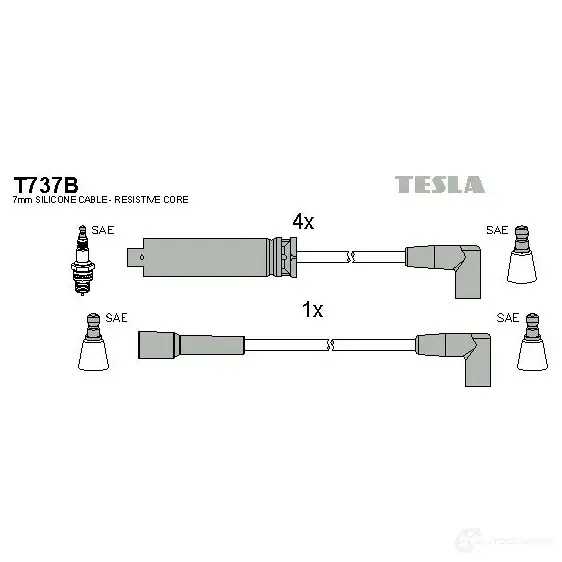Высоковольтные провода зажигания, комплект TESLA 2695844 8595141008432 J8LMP YL t737b изображение 0