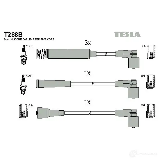 Высоковольтные провода зажигания, комплект TESLA 8595141005011 2695528 91N13 S7 t288b изображение 0