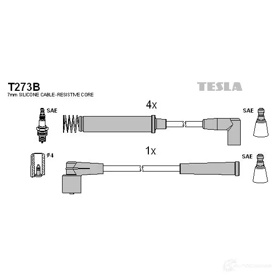 Высоковольтные провода зажигания, комплект TESLA t273b 2695514 8595141004656 Q L3N800 изображение 0
