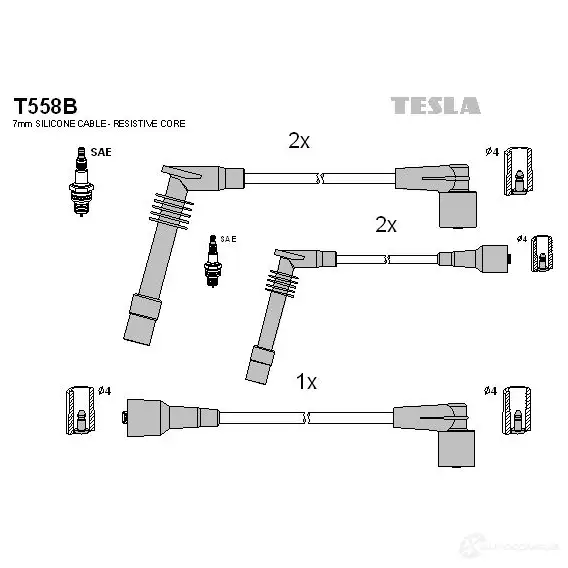 Высоковольтные провода зажигания, комплект TESLA 8595141017175 2695716 LC3 INBT t558b изображение 0