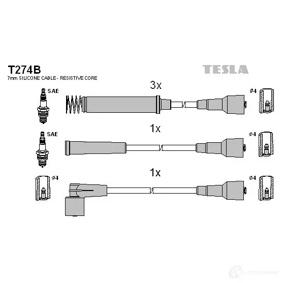 Высоковольтные провода зажигания, комплект TESLA PPGZB 8L 2695515 t274b 8595141004755 изображение 0