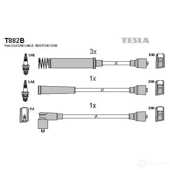 Высоковольтные провода зажигания, комплект TESLA t882b 8595141013351 2695957 UEK4 P изображение 0