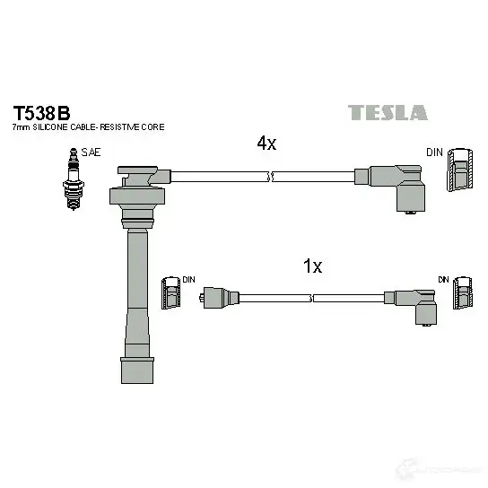Высоковольтные провода зажигания, комплект TESLA 2695697 t538b IVB 0A0R 8595141016772 изображение 0