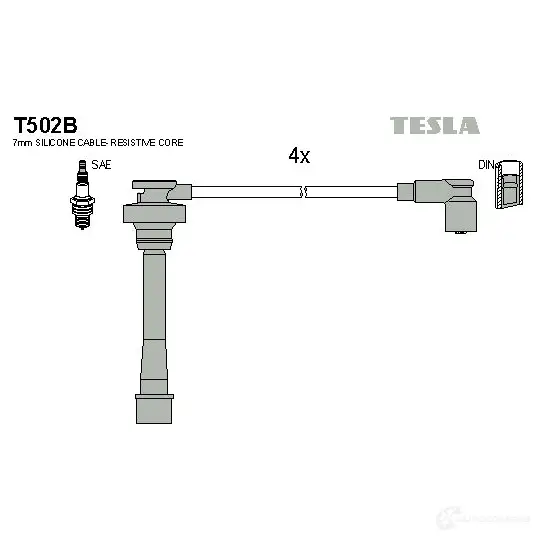 Высоковольтные провода зажигания, комплект TESLA 2695674 t502b 8595141016055 YY7C Z изображение 0