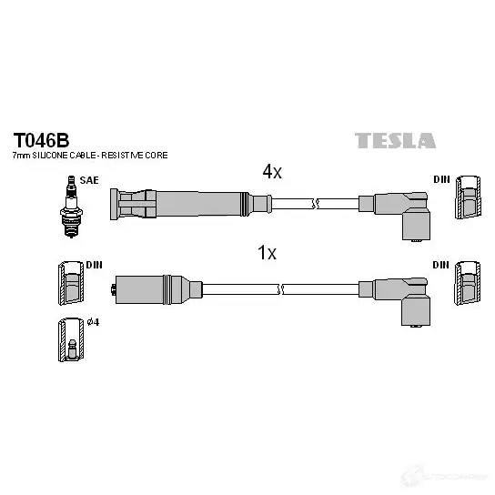 Высоковольтные провода зажигания, комплект TESLA t046b 2695334 8595141035704 E JQ3NB изображение 0