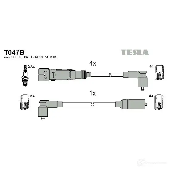 Высоковольтные провода зажигания, комплект TESLA t047b 8595141020953 2695335 6K5ZJA T изображение 0