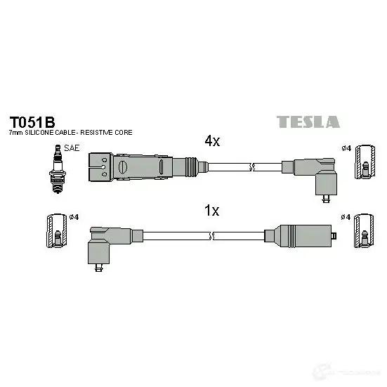 Высоковольтные провода зажигания, комплект TESLA 8595141020991 t051b G7J JAH6 2695338 изображение 0