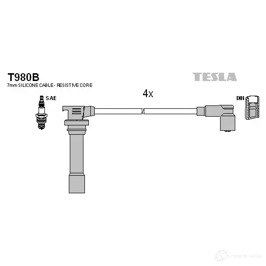 Высоковольтные провода зажигания, комплект TESLA WN5KQ S 8595141015317 2696032 t980b изображение 0