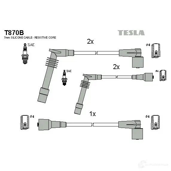 Высоковольтные провода зажигания, комплект TESLA 2695946 8595141013092 O LJ4DL t870b изображение 0
