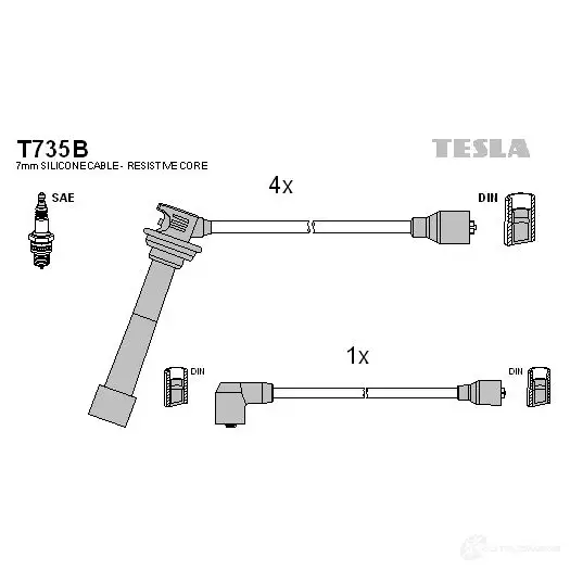 Высоковольтные провода зажигания, комплект TESLA t735b B GC6MPB 8595141008852 2695842 изображение 0