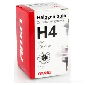 Лампа галогеновая H4 P43T 75/70 Вт 24 В AMIO 01267 1437295614 31NOM7 R - Изображение 1