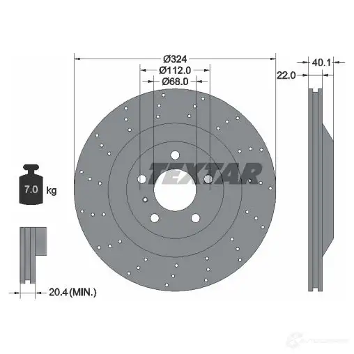 Тормозной диск TEXTAR 98200 2198 0 1 OE-Line 92219810 98200 2198 0 1 523394 изображение 0