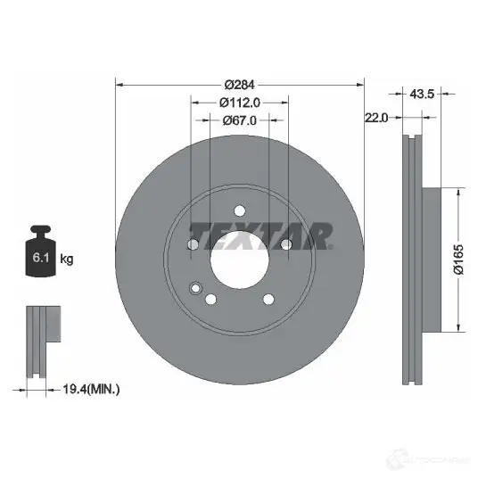 Тормозной диск TEXTAR 98200 0594 98200 0594 0 1 92059400 521636