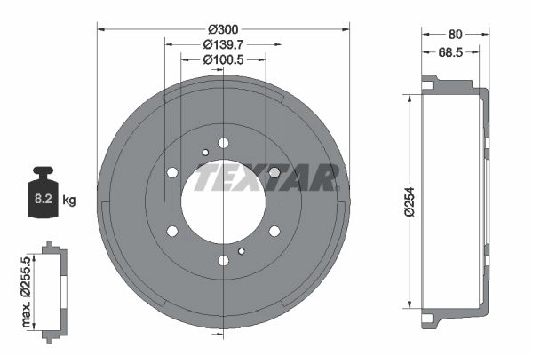 Тормозной барабан TEXTAR 524207 REVLB6T 94034700 98100 0347 0 1
