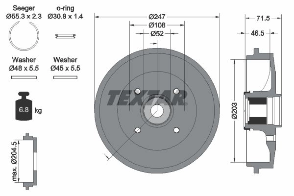 Тормозной барабан TEXTAR 94041500 524262 ORIULG 98100 0415 0 1 изображение 0