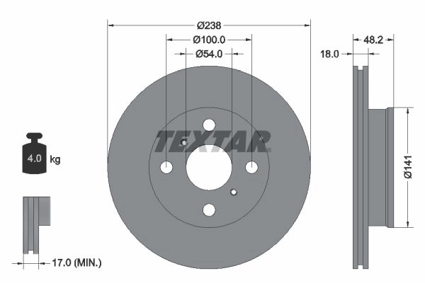 Тормозной диск TEXTAR 92055800 521600 98200 0558 0 1 98200 0558 изображение 0
